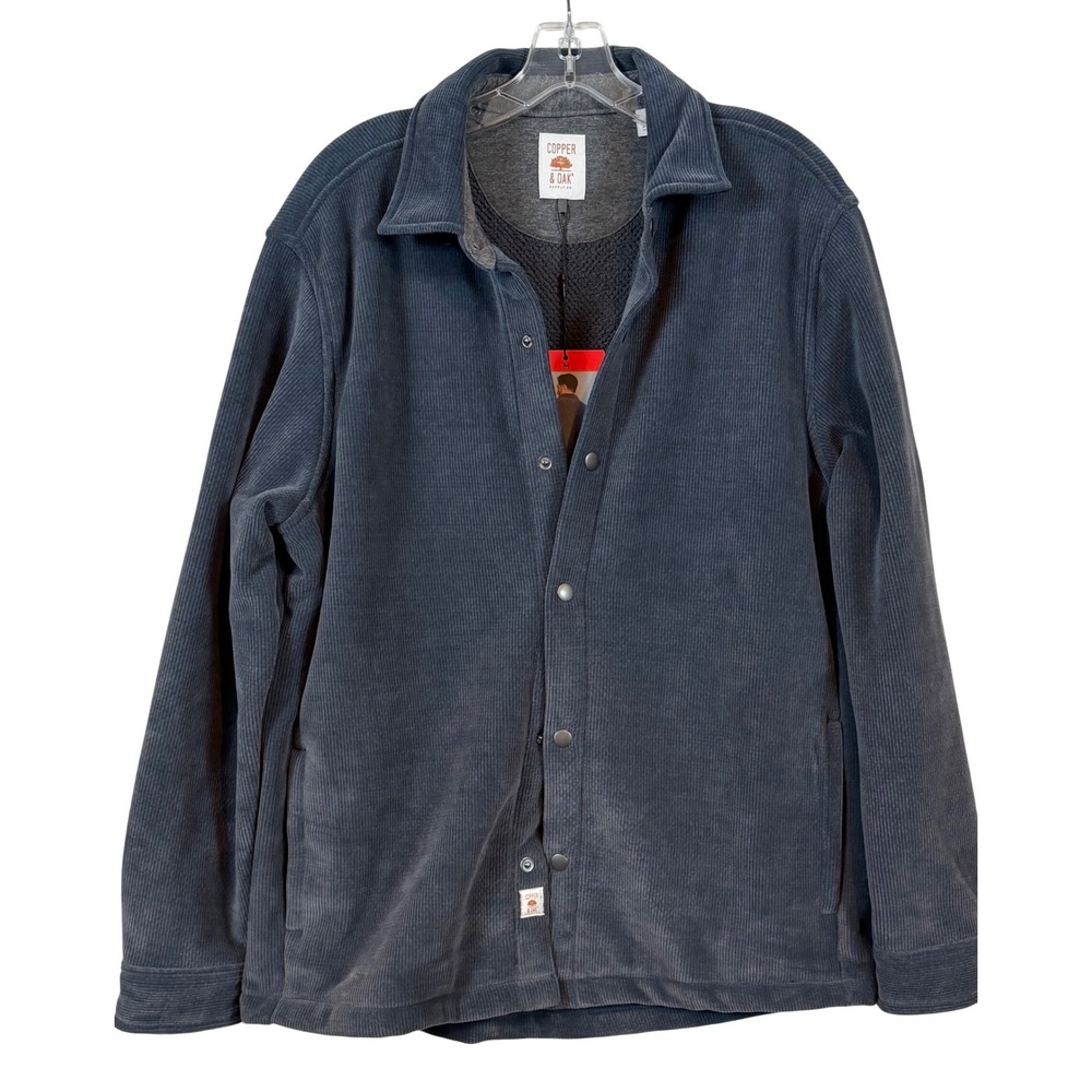 NWT Copper & Oak Mens Gray Corduroy Snap Front Shirt Jacket Shacket •M• Gorpcore